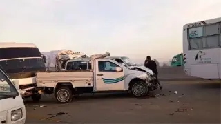 تصادم سيارة نقل وميكروباص وأتوبيس على الطريق الإقليمي بالشرقية قبل كارتة بلبيس