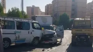 إصابات في تصادم سيارتين بطريق برقاش بمنشأة القناطر