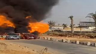 تفحم 9 سيارات في انفجار خط غاز بمدينة 6 أكتوبر