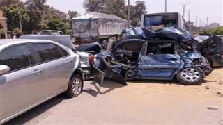 مصرع 4 أشخاص وإصابة 5 في حادث تصادم مروع بين سيارتين ملاكي بالمنيا