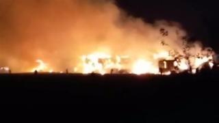 حريق كبير بشونة لتجميع قش الأرز بالمحلة