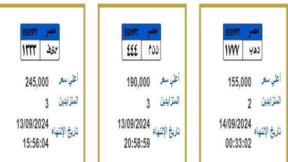 س ي ف بسعر ربع مليون جنيه.. لوحات سيارات مميزة تدخل المنافسة