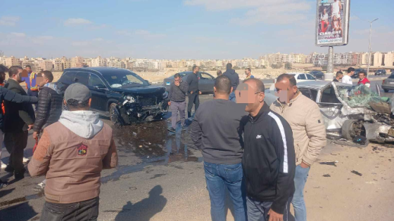 إصابة 3 أشخاص في حادث تصادم 3 سيارات أعلى محور حسب الله الكفراوي