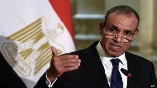 Egyptian Foreign Minister Badr Abdelatty speaks during a press conference with his Turkish counterpart Hakan Fidan, at Tahrir Palace in Cairo, Egypt, Monday, Aug. 5, 2024. (AP Photo/Tarek Wajeh)