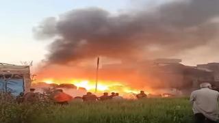 حريق يلتهم محتويات مصنع قطن بالغربية