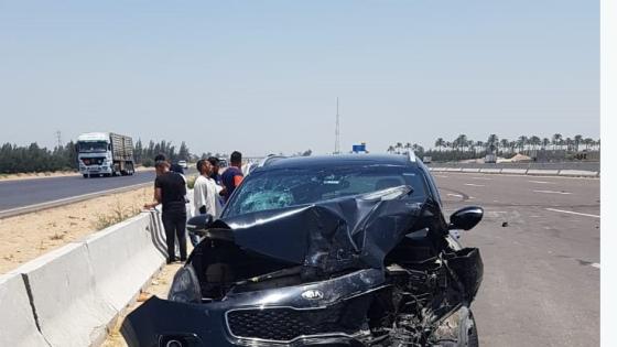 حادث تصادم سيارتين بطريق إسكندرية الصحراوي
