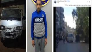 بعد حركات استعراضية: صدم سيارة ملاكي وأصاب قائدها