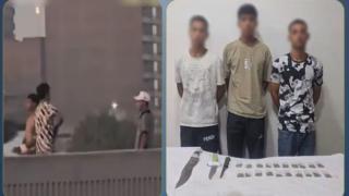 عصابة ترويج المخدرات فضحها فيديو.. ضبط 3 أشخاص ظهروا بأسلحة بيضاء أعلى الطريق الدائري في الخصوص
