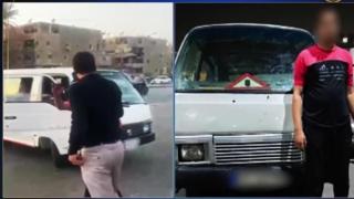 خالف الاتجاه وضرب مواطن.. شاهد لحظة ضبط سائق ميكروباص في السلام