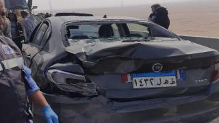 اصابة 3 أشخاص فى حادث تصادم سيارتين بطريق أطفيح